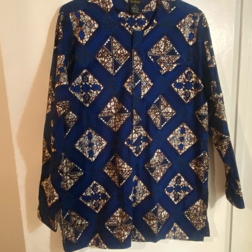 Jamal Men's African Print Mandarin Shirt